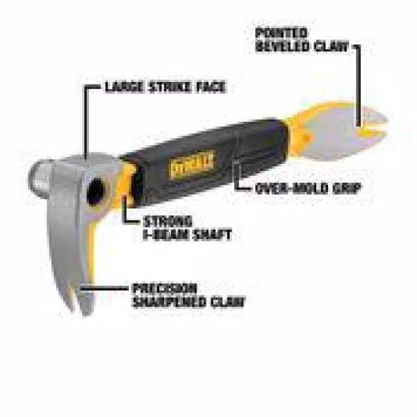 DEWALT 9 in. Precision Claw Bar Pry Bar with I-Beam Design