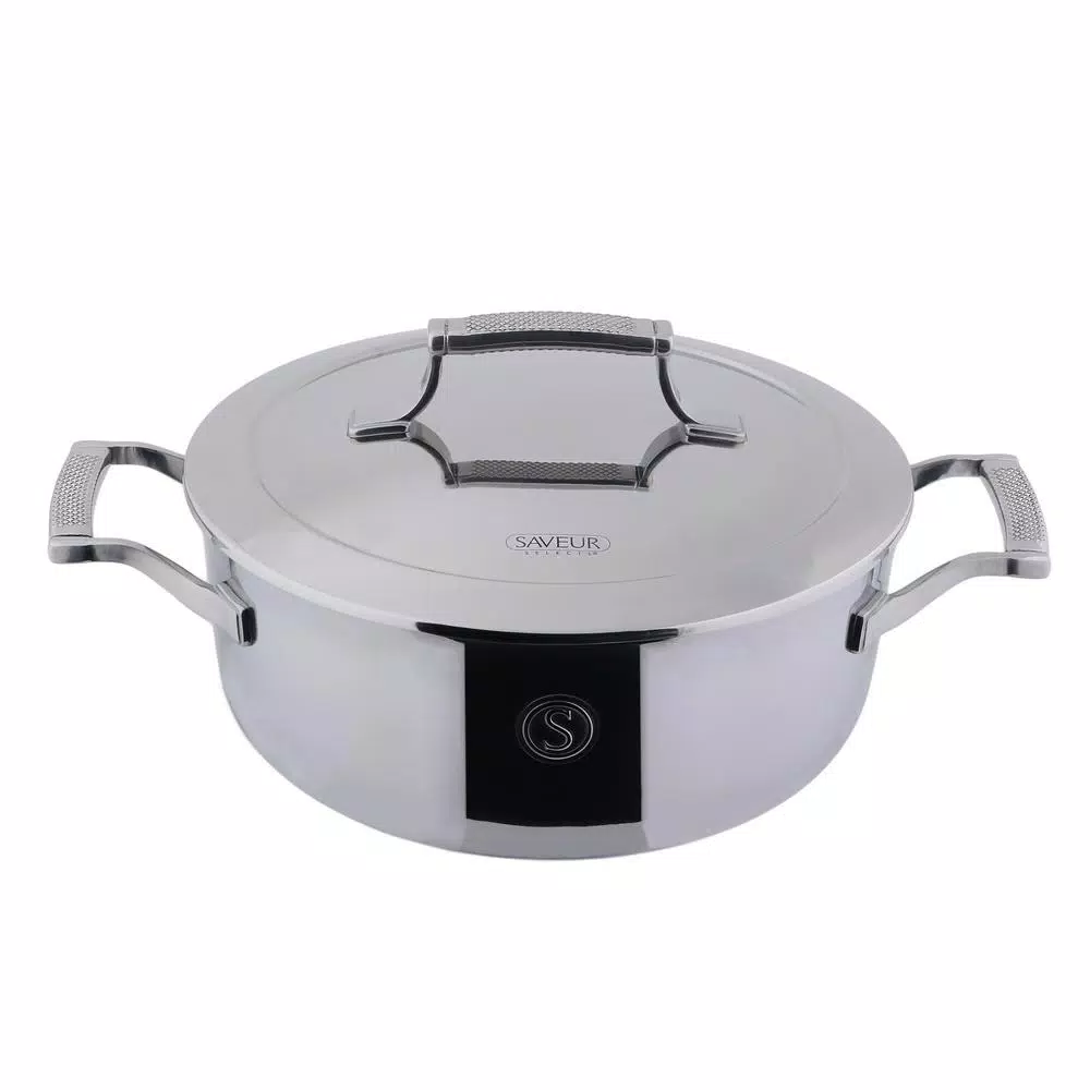 Saveur Selects 4 qt. Tri-Ply Stainless Steel Chef's Pan with Lid