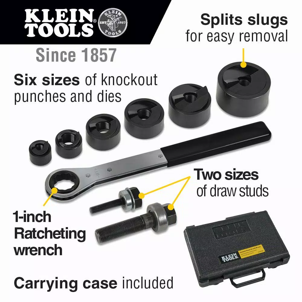 Klein Tools 9-Piece Knockout Punch and Ratcheting Wrench Set