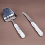 Creative Home Stainless Steel Cheese Slicer and Knife Set with Natural White Marble Handles (2-Piece) thumbnail 3