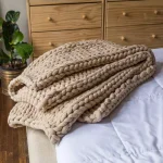 DONNA SHARP Taupe Chunky Knit Acrylic Throw Blanket, 40 x 50 in thumbnail 1