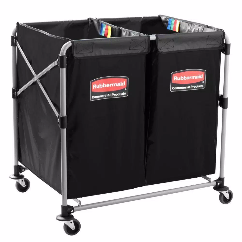 Rubbermaid Commercial Products Executive 8-Bushel Collapsible Multi-Stream X-Cart with Stainless Steel Frame