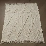 LR Resources LR Home Handmade Boho Tufted Cotton Throw Blanket with Fringe, Beige, 50 x 60 in thumbnail 2