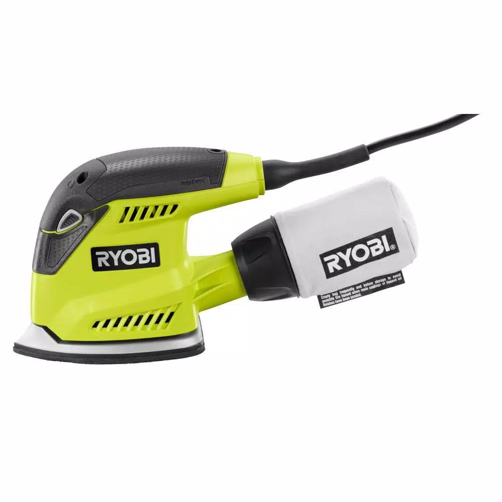RYOBI 1.2 Amp Corded 5.5 in. Corner Cat Finishing Sander with Dust Bag and Storage Case