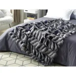 Unbranded Caron Navy Reversible Faux Fur and Micromink Throw Blanket, 50 in. x 60 in. thumbnail 3