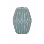 IMAX Asher Blue Ceramic Medium Vase - Turquoise Glaze Geometric Stoneware thumbnail 1