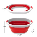 Lavish Home Red Collapsible Multi-Use Laundry Basket with Comfort Grip Handles thumbnail 3