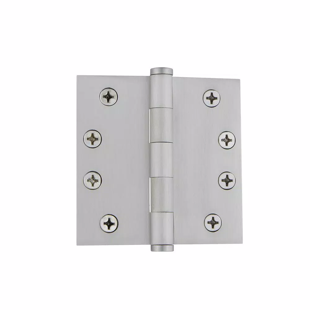 Grandeur 4 in. Satin Nickel Heavy-Duty Butt Door Hinge with Square Corners