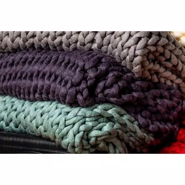 DONNA SHARP Indigo Acrylic Chunky Knitted Throw Blanket, 40 x 50 in