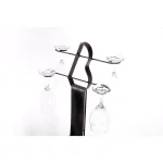 Vintiquewise Vintage Guitar Shaped Wine Holder - 9 Bottle Wood and Metal Freestanding Wine Rack with Glass Storage thumbnail 4