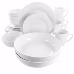 Elama Carey 18-Piece White Porcelain Dinnerware Set, Service for 4 thumbnail 1