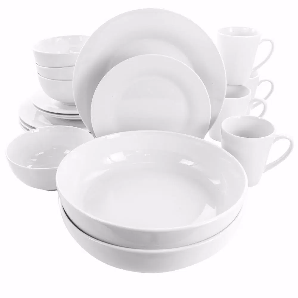 Elama Carey 18-Piece White Porcelain Dinnerware Set, Service for 4