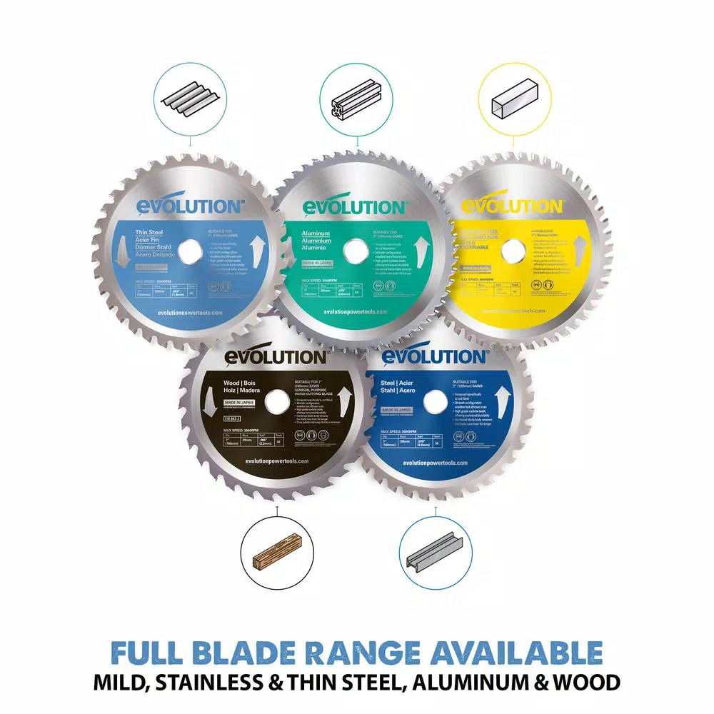 Evolution Power Tools 7 in. 68-Teeth Carbide Metal Cutting Saw Blade for Thin Steel