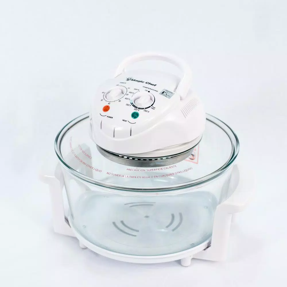 Magic Chef 1300W White Glass Bowl Convection Countertop Oven with Built-In Timer