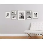 Pinnacle Gallery 7-Piece Graywash Wood Photo Frame Wall Gallery Kit with Art Prints thumbnail 8
