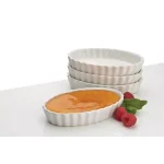 BonJour White Porcelain Oval Creme Brulee Ramekins, 4-Pack thumbnail 3