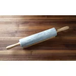 Fox Run White Marble Rolling Pin with Wooden Handles and Base thumbnail 5