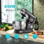 VIVOHOME 650W 6-Qt. Tilt-Head Kitchen Stand Mixer with Stainless Steel Bowl and 6 Speeds, Gray thumbnail 5