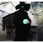 Haunted Hill Farm 7.5 ft. Animated Phantom Witch with Multi-Color LED Crystal Ball Halloween Prop thumbnail 10