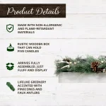 Fraser Hill Farm 10 in. Holiday Candle Holder Centerpiece with Pinecones and Antlers thumbnail 2