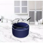 Granitestone Blue Collection 2.5 qt. Aluminum Non-Stick Diamond Infused Saucepan with Glass Lid thumbnail 2