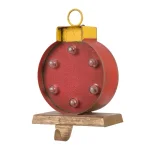 Glitzhome 2-Pack Marquee LED Stocking Holders - Metal Tree & Gift Box Holiday Decor thumbnail 3