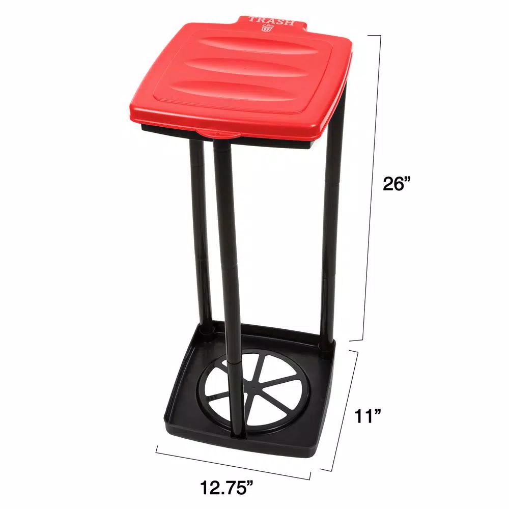 Wakeman Outdoors 13 Gal. Portable Red Trash Bag Holder for Camping and Outdoor Use