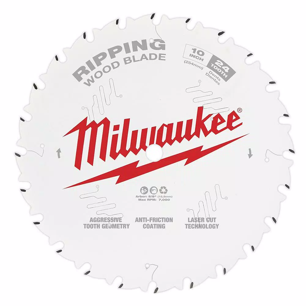 Milwaukee 10 in. 24-Tooth Ripping Circular Saw Blade, 5/8 in. Arbor