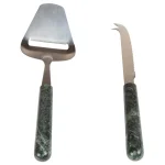 Creative Home Stainless Steel Cheese Cutter and Knife Set with Natural Green Marble Handles (2-Piece) thumbnail 1