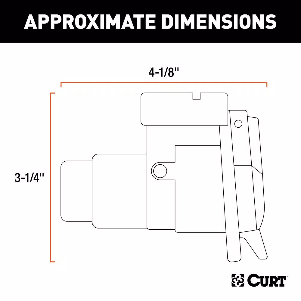 CURT 7-Way Round RV Blade Connector Socket with Integrated Bracket, Vehicle Side
