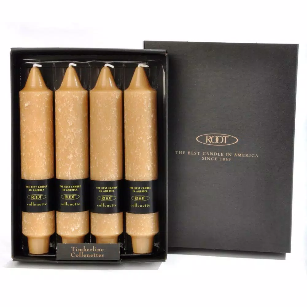 ROOT CANDLES A.I. Root 7 in. Timberline Collenette Beeswax Enriched Taper Dinner Candles, Beige (Box of 4)