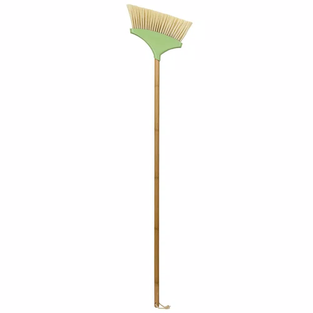 Home Basics Bliss 10 in. Angle Broom with Eco-Friendly Bamboo Handle and Nylon Bristles