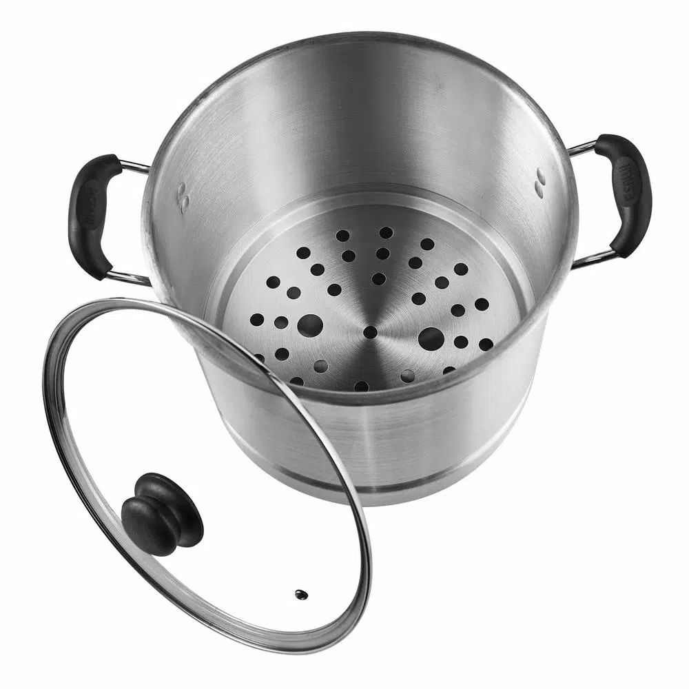 IMUSA 24 Qt. Aluminum Stovetop Steamer with Tempered Glass Lid