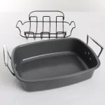Kenmore Travers 2-Piece Non-Stick Steel Roasting Pan Set with Rack, 16.35 Qt, Gray thumbnail 4