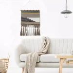 LR Home Trellis Neutral Black and Gray Geometric Fringe Wall Tapestry - Hand-Loomed Cotton Wall Hanging thumbnail 7