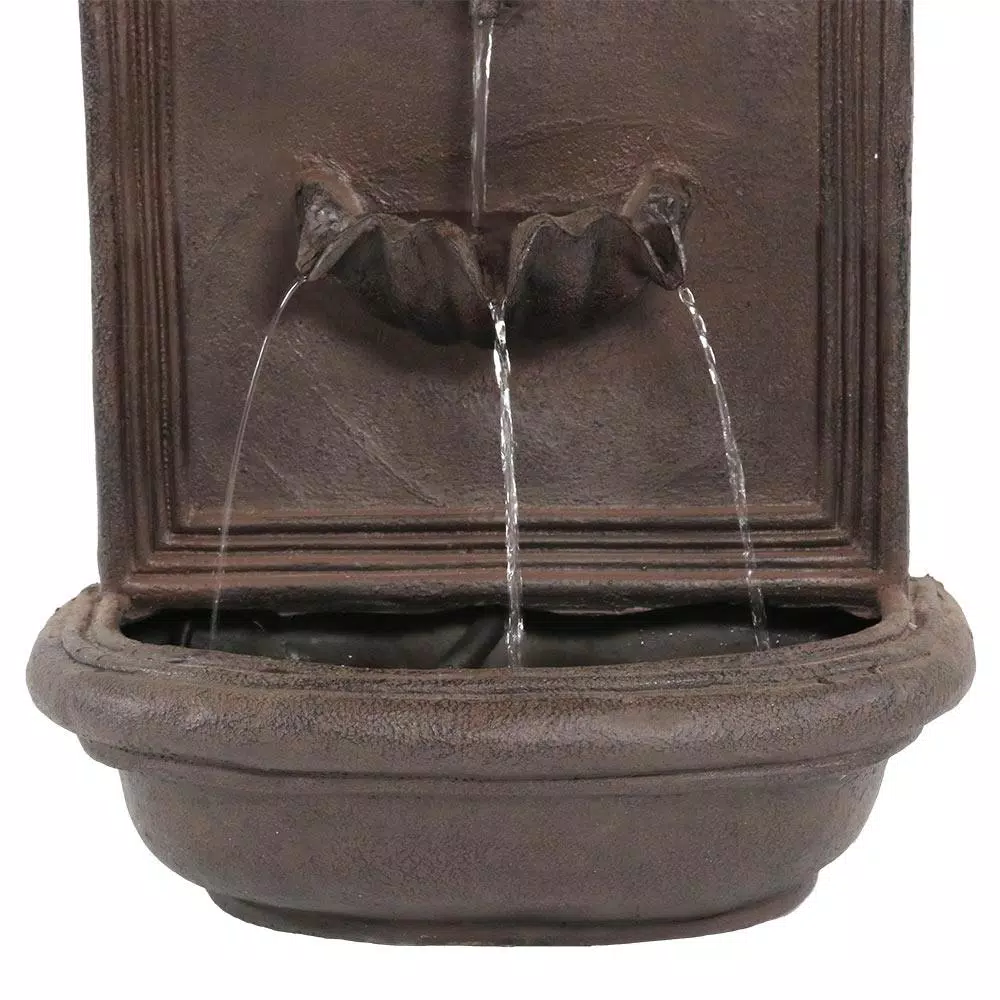 Sunnydaze Decor Seaside Iron Solar Powered Outdoor Wall Water Fountain with Battery Backup