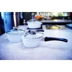 Berndes Vario Click Pearl 1.25 Qt. Cast Aluminum Ceramic Nonstick Sauce Pot with Glass Lid, White thumbnail 4