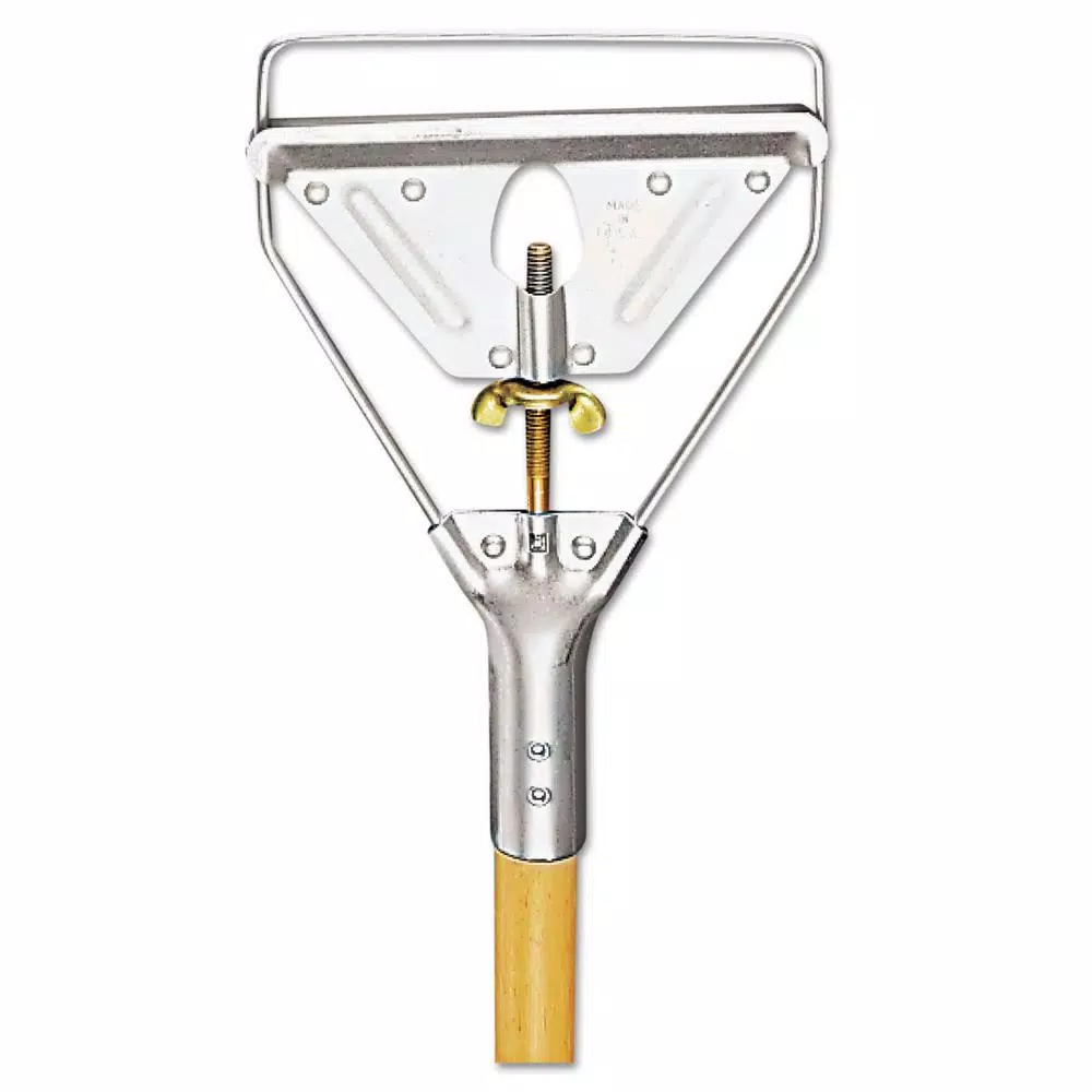Boardwalk 63 in. Natural Wood Mop Handle with Screw Clamp Metal Head