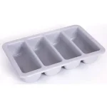 Basicwise Gray Plastic 4-Compartment Commercial Cutlery Holder, Drawer Organizer (Set of 10) thumbnail 1