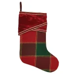 VHC Brands Tristan 15 in. Traditional Christmas Stocking - Cherry Red & Shamrock Green Plaid thumbnail 1