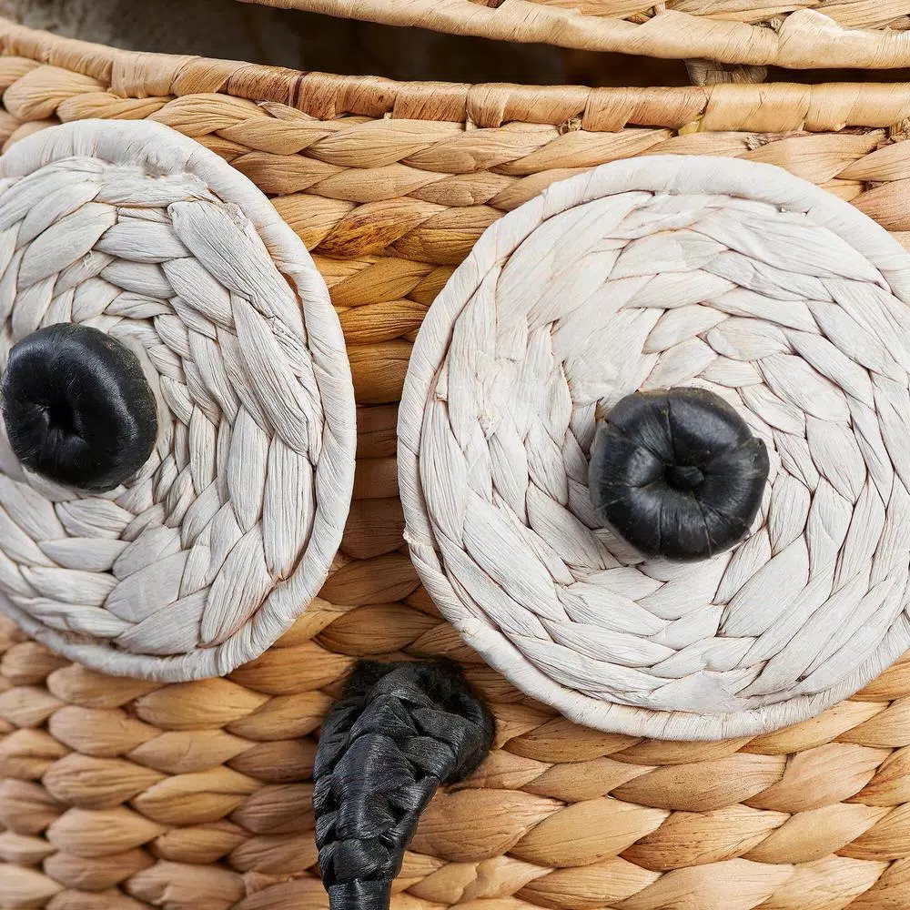 StyleWell Light Brown Owl Water Hyacinth Woven Decorative Basket with Lid
