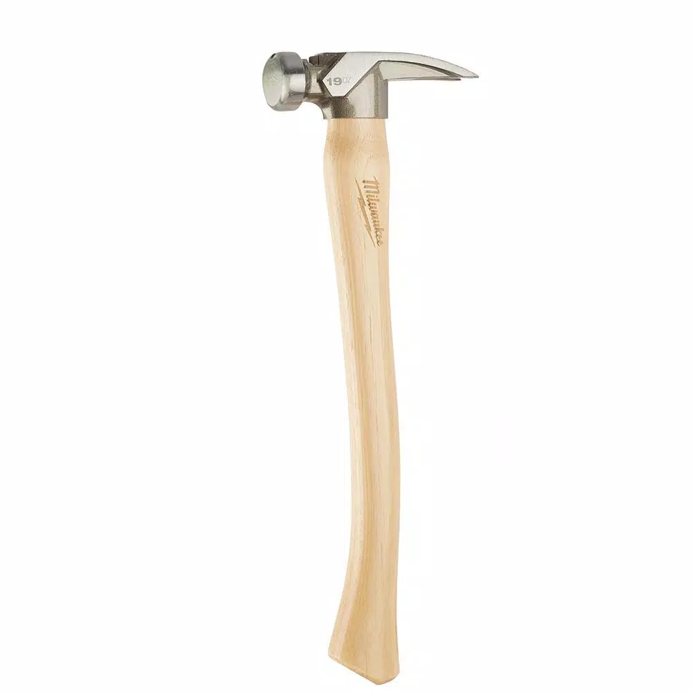 Milwaukee 19 oz. Smooth Face Hickory Wood Framing Hammer with Magnetic Nail Set