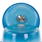 MegaChef 5 Qt. Round Enameled Cast Iron Casserole Dish with Lid, Blue thumbnail 5