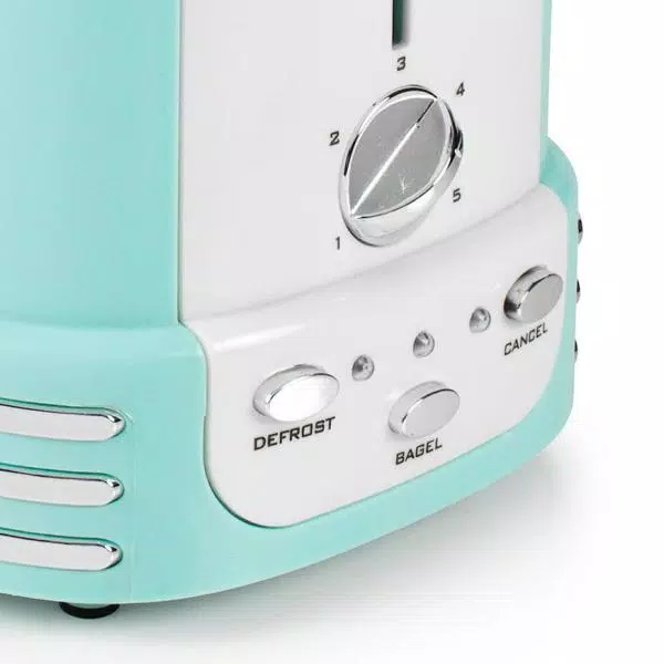 Nostalgia Retro Series 2-Slice Aqua Wide Slot Bagel Toaster with 5 Browning Levels
