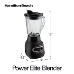 Hamilton Beach Power Elite 40 oz. 5-Speed Blender, 800W, Black thumbnail 3