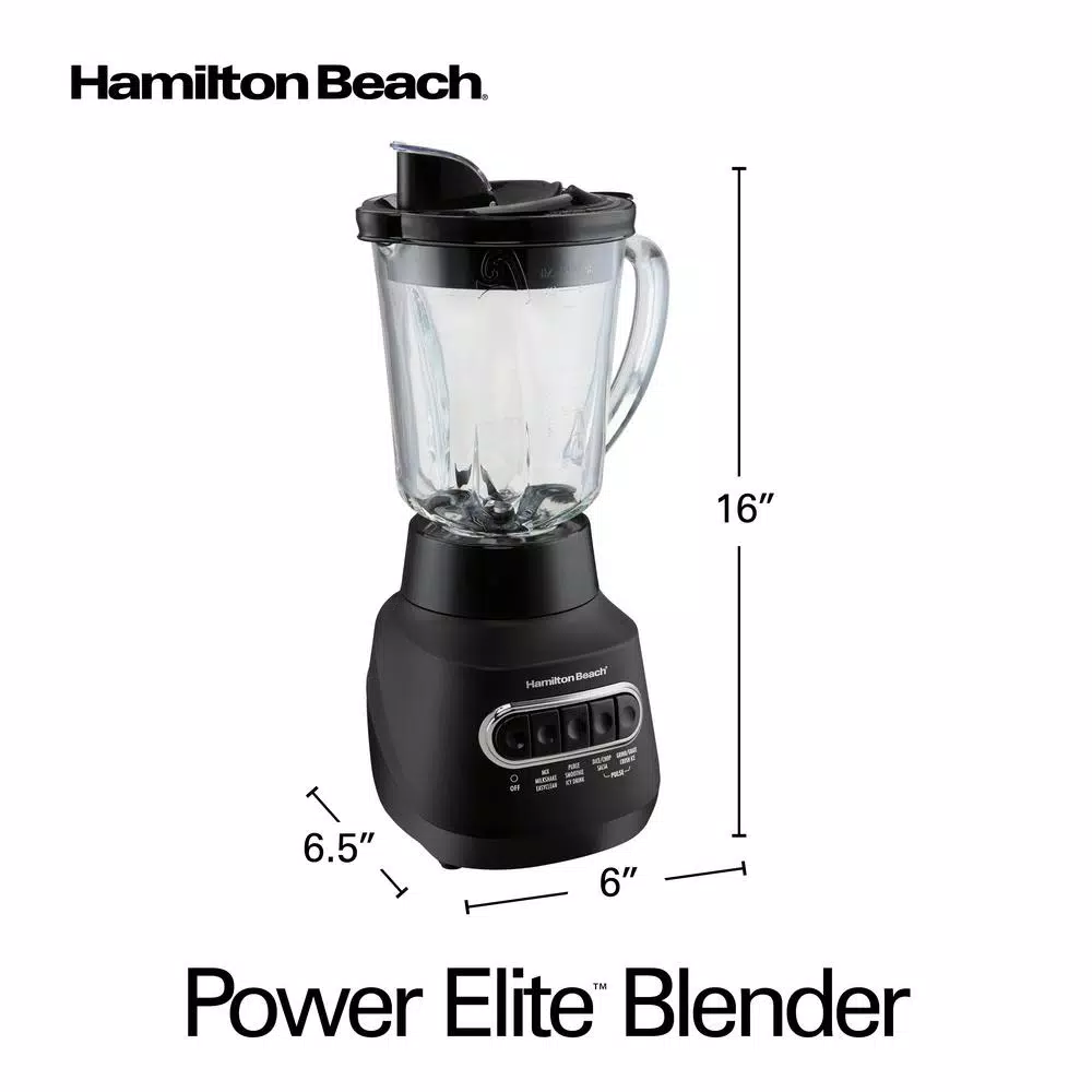 Hamilton Beach Power Elite 40 oz. 5-Speed Blender, 800W, Black