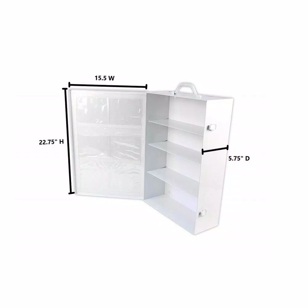 Rapid Care 4-Shelf First Aid Cabinet, Powder-Coated Steel Wall Mount Storage