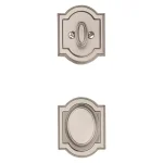 Baldwin Prestige Wesley Single Cylinder Satin Nickel Handleset with Arch Rose Carnaby Knob and SmartKey Security thumbnail 7