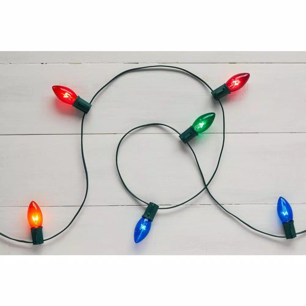 Home Accents Holiday Multi-Color C9 Incandescent Christmas String Lights, 25-Light Set (Pack of 2)