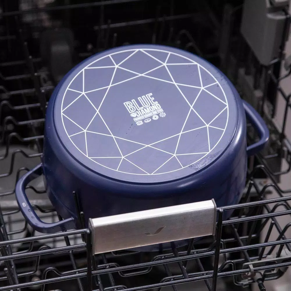 Blue Diamond 5.5 QT Blue Aluminum Nonstick Dutch Oven with Glass Lid